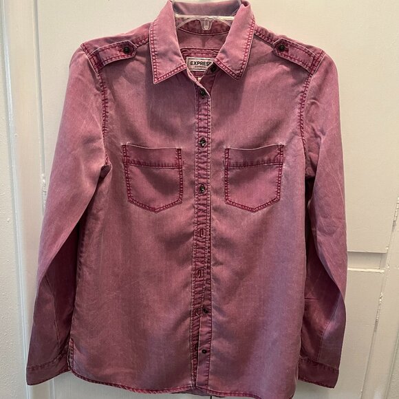Express Boyfriend Pink Casual Button Down Shirt XS - Picture 1 of 5